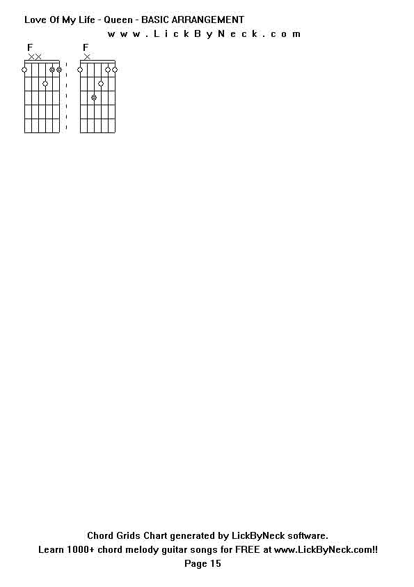 Chord Grids Chart of chord melody fingerstyle guitar song-Love Of My Life - Queen - BASIC ARRANGEMENT,generated by LickByNeck software.